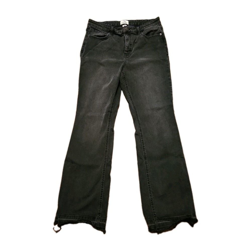 Jordache Jeans Mid-High Rise Black Boot Cut Split Hem 2010s
